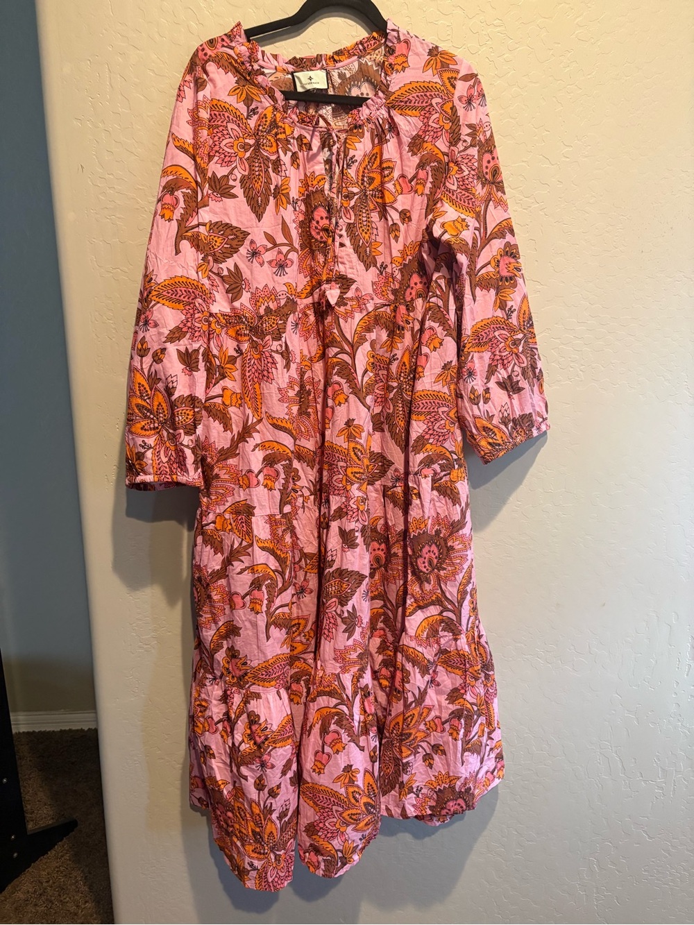 Tuckernuck Sunset Chintz Salty Paloma Pink Paisley Caftan Maxi Dress Size M